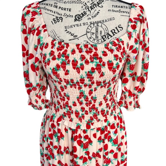 Strawberry Print Off-Shoulder Dress - Picture 6 of 15